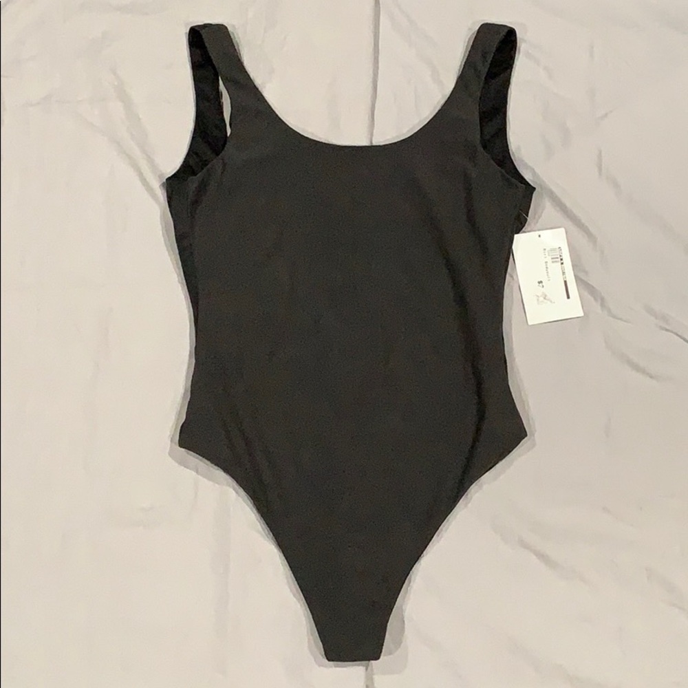 Faux suede bodysuit